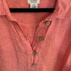 Sigrid Olsen Pink Linen Top 2X